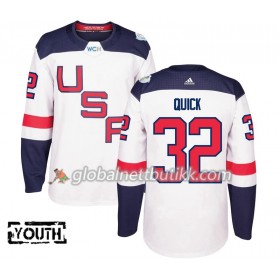 USA Hockeydrakt Jonathan Quick 32 World Cup i ishockey 2016 Hvit Premier - Barn
